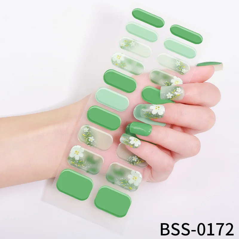 Autocollants pour ongles en gel semi-durci, 20 conseils, photothérapie, cuisson, style INS, couverture complète, décalcomanies