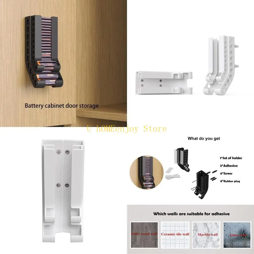 B0KF Practical Battery Wall Holder Easy to Use Container for AAA&AA Batteries Storage Case Perfect for Homes, Office Use