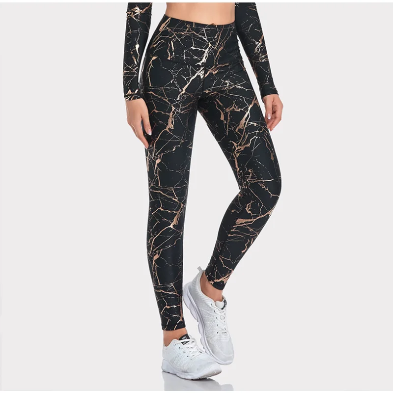 RosEvans cintura alta impresso digital Yoga calças malha leggings mulheres calças push up energia elástica correndo calças macias fitness ginásio