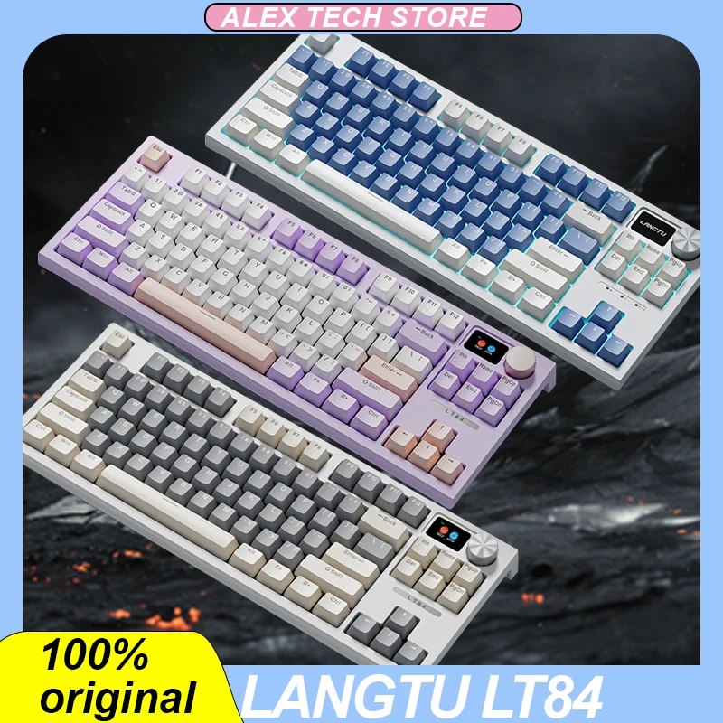 

Langtu Lt84 Mechanical Keyboard Tri-Mode Wired Bluetooth 84 Keys Hot Swap Rgb Backlit Display Screen Customized Gaming Keyboard