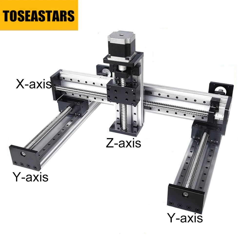 CNC Gantry 3-Axis XYZ Stage Table Ball Screw Linear Guide Rail Robotic Arm Router With Nema23 Stepper Motor