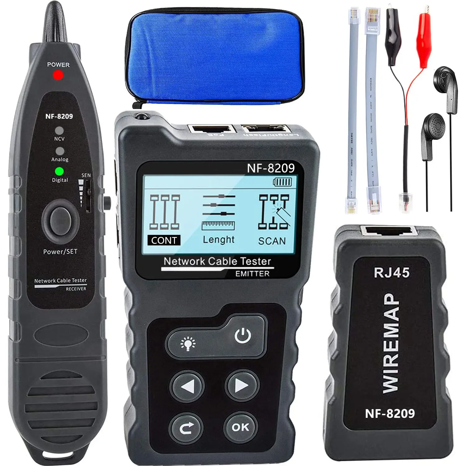 Multifunctional Power Over Ethernet Network Wiremap Tester LCD Backlight Cable Continuity Digital signal Network Tester