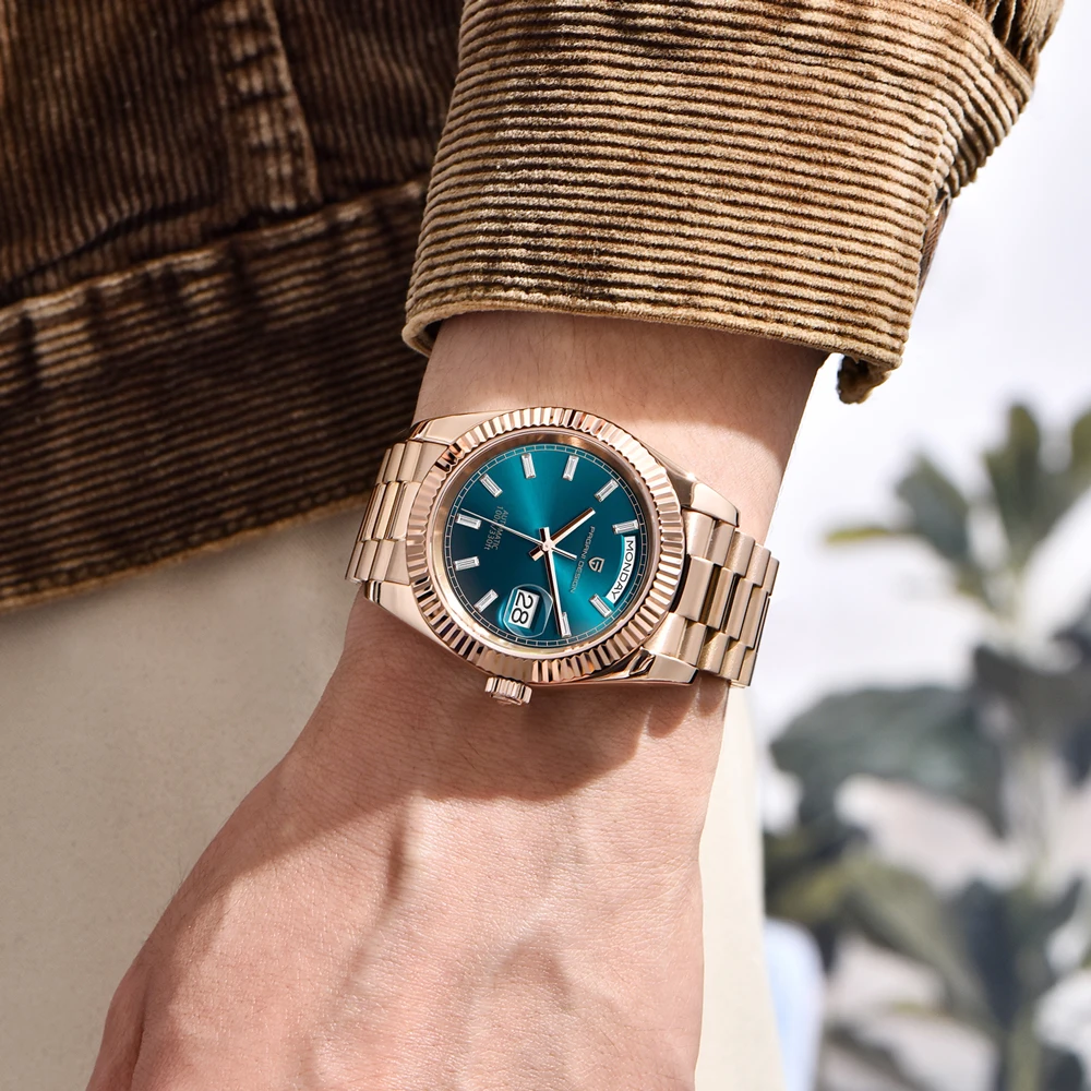 2025 Neue PAGANI DESIGN DD40 Herrenuhren aus Roségold, Automatikuhr für Herren, mechanische Armbanduhren, AR-Saphirspiegel mit Box
