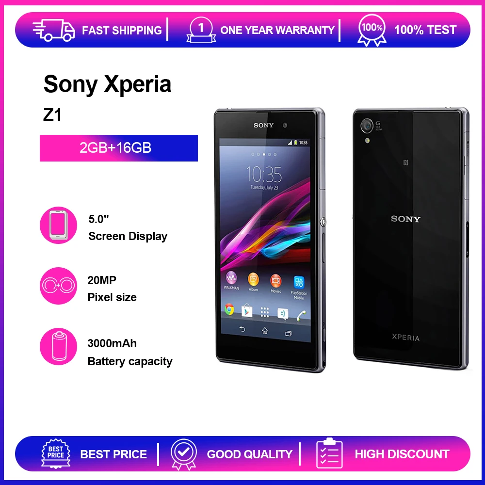 الأصلي سوني اريكسون Z1 4G C6903 /C6902 غير مقفلة الهاتف الخليوي المحمول WLAN 5.0 ''20MP بلوتوث الهاتف المحمول #1