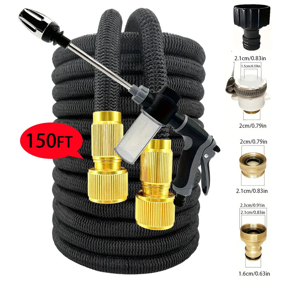

25FT-150FT садовый шланг, расширяемые волшебные водопроводные трубы, инструменты для ежедневного полива дома и сада, водяной пистолет для чистки автомойки высокого давления