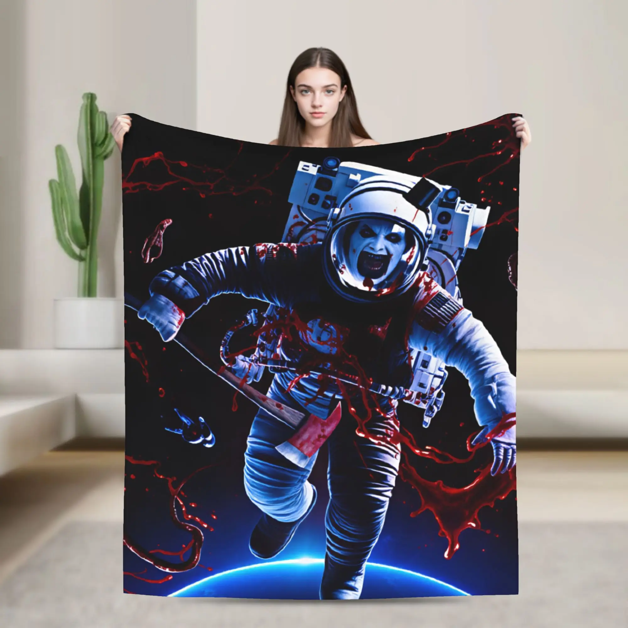 Terrifier 4 Halloween Blanket Quality Warm Soft Horron Throw Blanket Winter Girls Boys Couch Chair Fluffy Bedspread