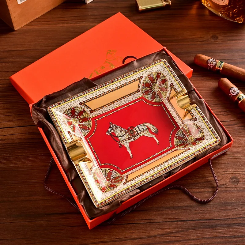 Fashion European Cigar Ashtray, Ceramic Large-Diameter Cigar Ashtray, Boutique Gift Box Packaging