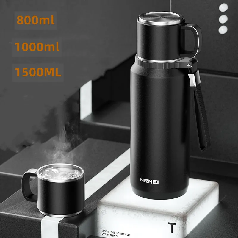 1.5L Thermos Bottle Insulated Water Bottle Stainless Steel Mug Hot Cold Vacuum Flask Thermal Tea Coffee Cup beverage cup For Gym