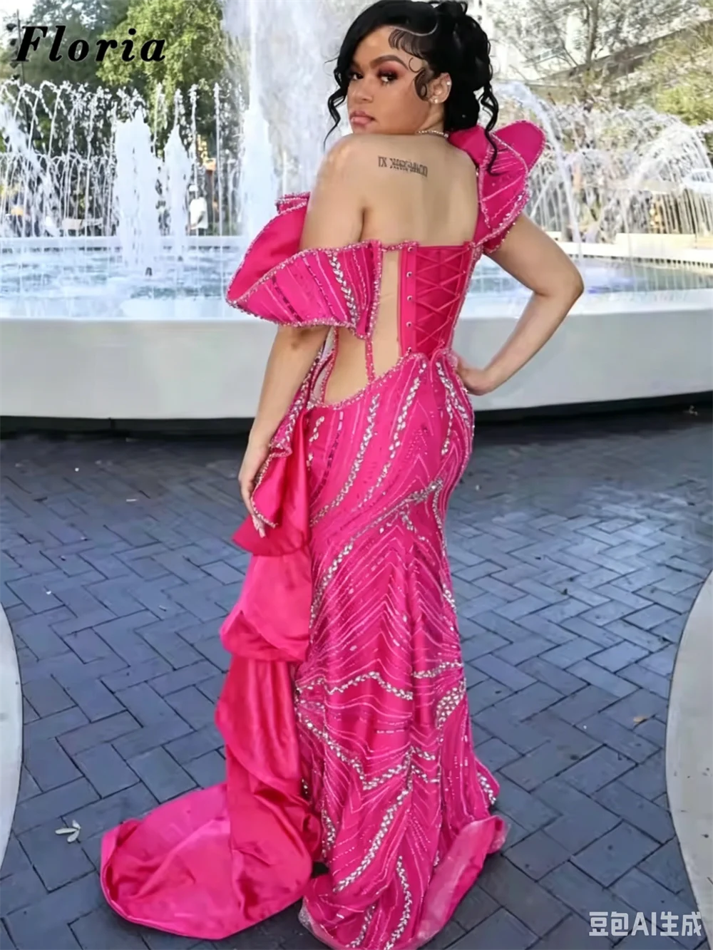 Neue Elegante Fuchsia-Abendkle – Elegant Satin Evening Gown Split Bewertung und Preis