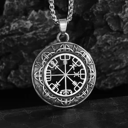 Vintage Norse Mythology Odin Compass Necklace Fashion Men Punk Amulet Good Luck Jewelry Gift