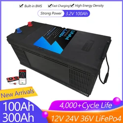 SEENRUY 12V 300Ah 24V 36V 100Ah bateria LiFePO4 bateria litowo-żelazna wbudowana w BMS do układu słonecznego RV dom silnik do wędy Solar