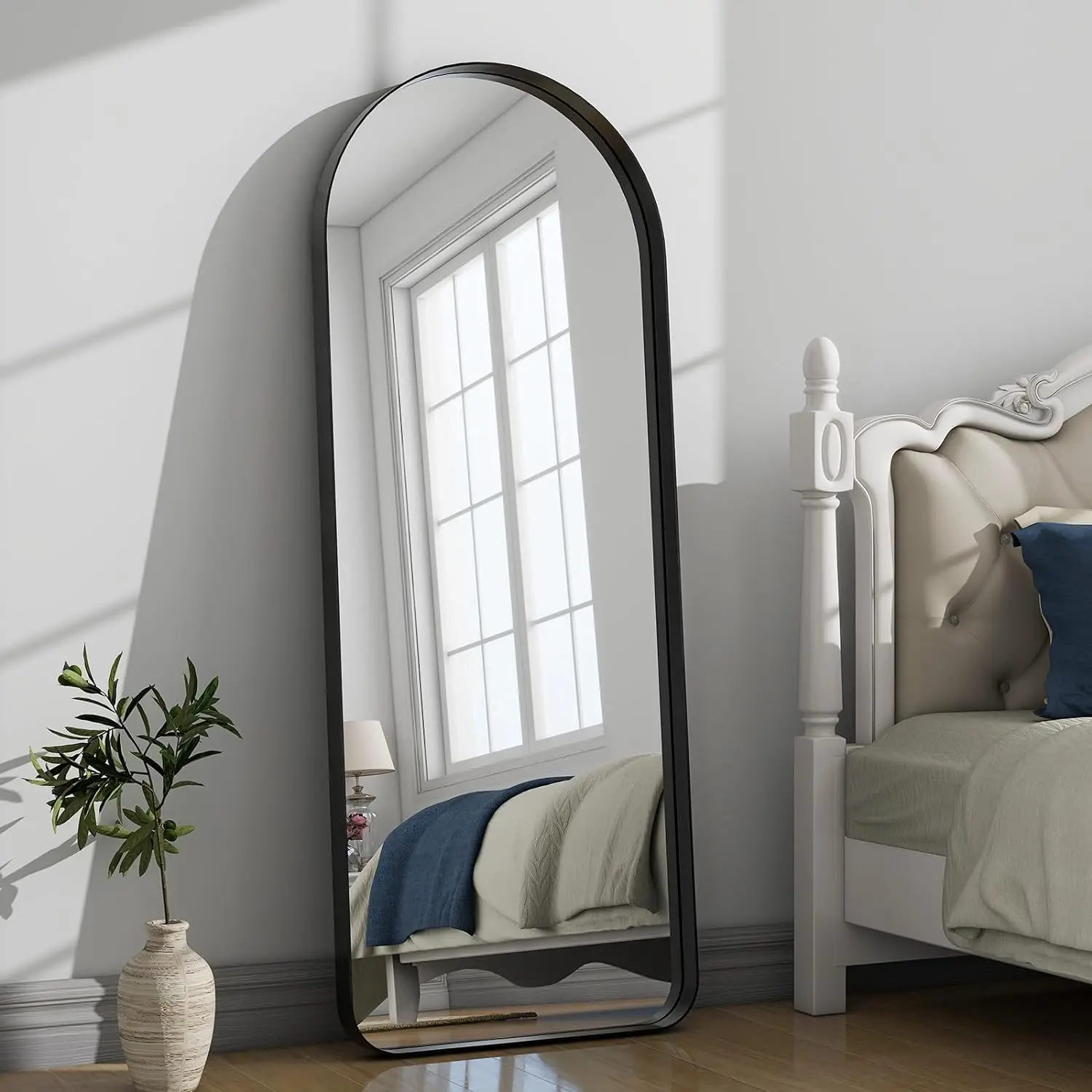 64"x21" Arched Full Length Mirror, Metal Framed Bathroom Floor Mirror,Wall Mirror,Leaning Hanging for Home and Living Room