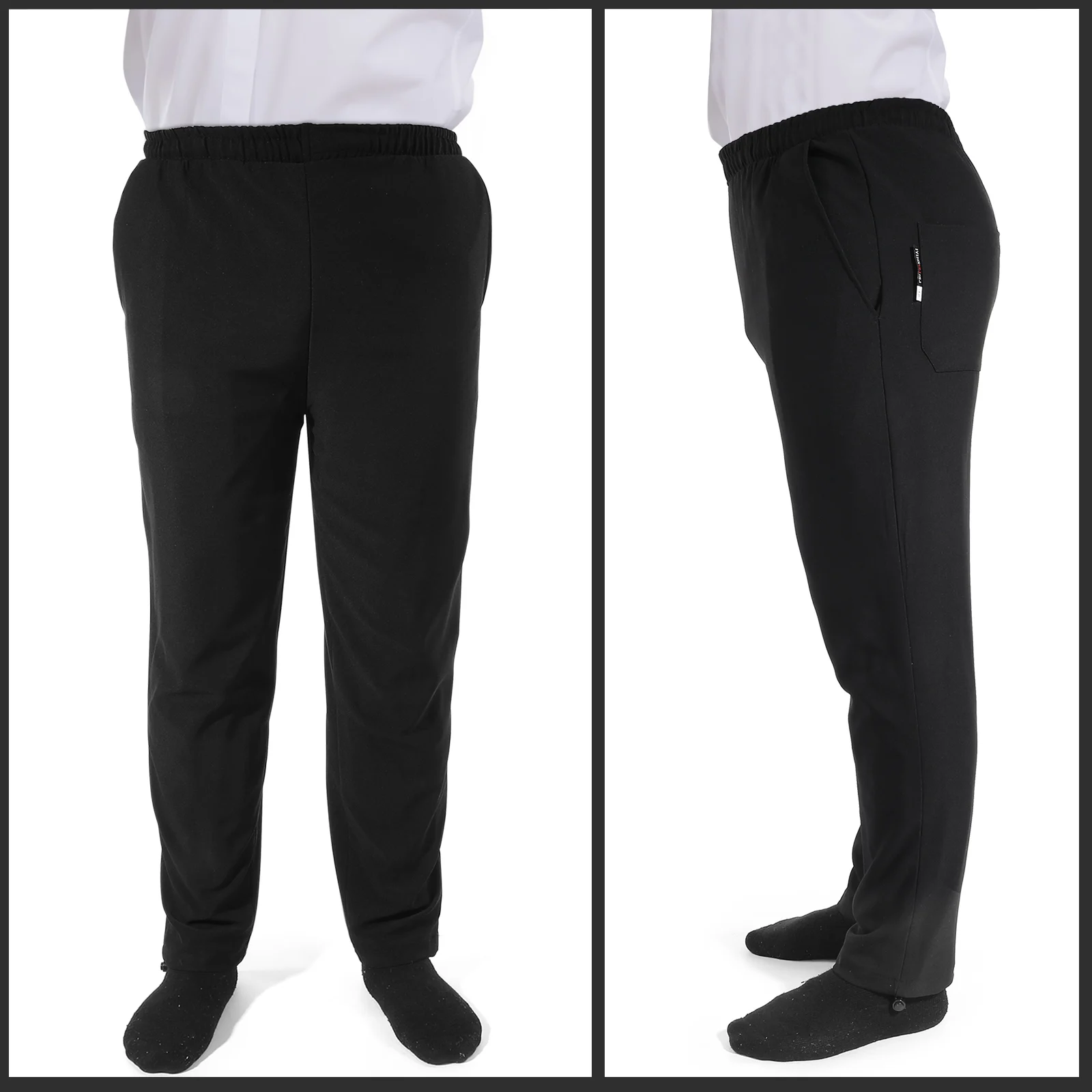 Pantaloni da cuoco traspiranti Scrub da lavoro nero Cuoco sciolto Uniforme da ristorante da uomo Abbigliamento da mensa Forniture da cucina