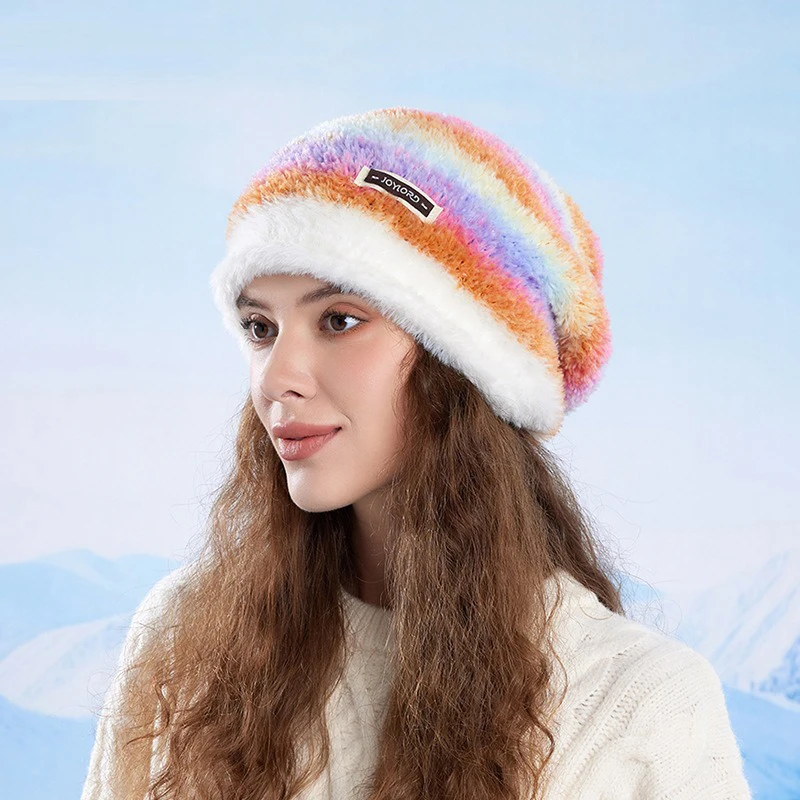 Hot Sale Loose Dandy Hat Lazy Style Gradient Beanie Hat Fashion Winter Hats For Women Streetwear Multicolour Warm Hats For Girl