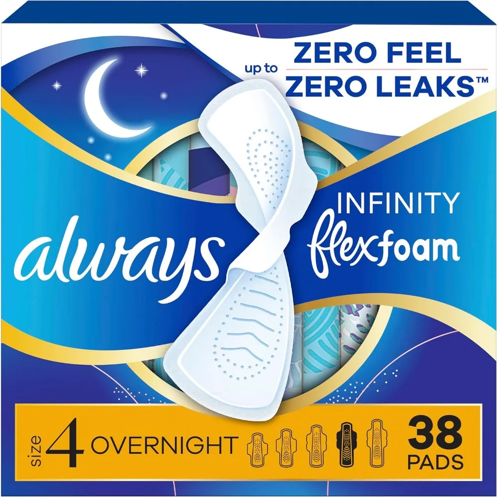 

Overnight Flexfoam Pads with Wings Size 4 Unscented 38 Count Maximum Absorbency