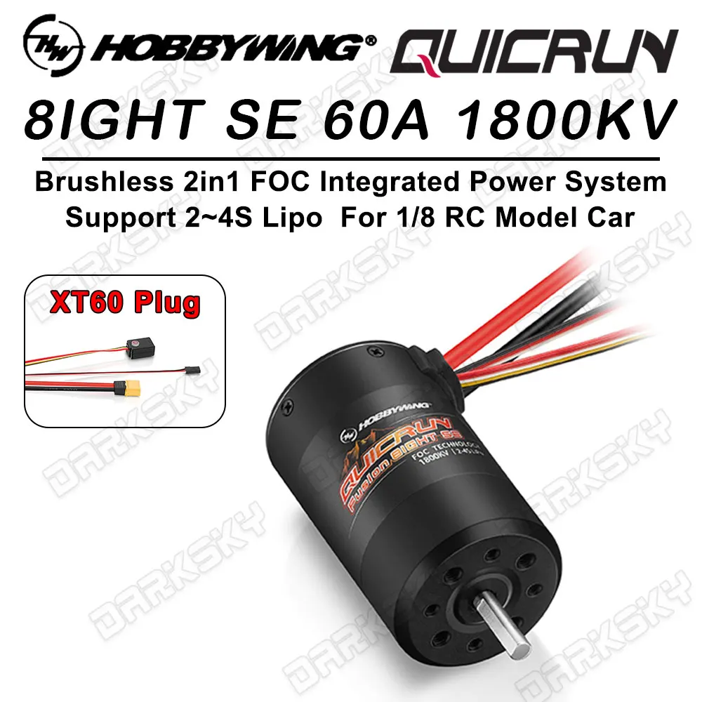Hobbywing QuicRun 2in1 FOC système d'alimentation intégré Fusion 8IGHT SE 60A 1800KV sans brosse pour 1/8 RC modèle voiture accessoires sur chenilles