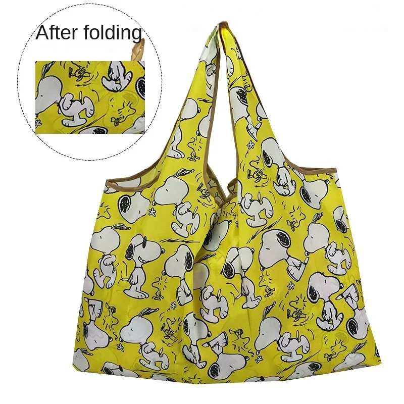 Snoopy Foldable Shopping Bag Big Size Thick Nylon Large Tote Reusable Waterproof Polyester Portable Shoulder Women\'s Handbags