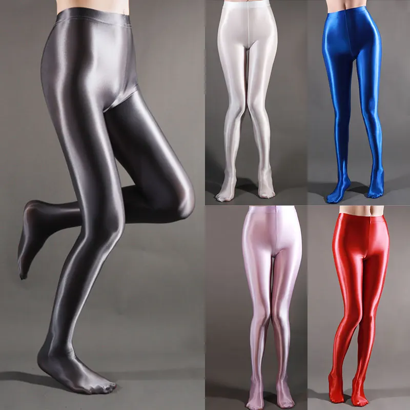 

Satin Glossy Opaque Pantyhose Sexy Stockings Shiny Yoga Leggings Sport Women Fitness Japanese High Waist Tights Silky Oily