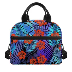 Polynesian Tribal Samoa Tapa Hibiscus Print Lunch Bags Custom Portable Thermal Insulated Tote Schools Travel Picnic Lunch Bag