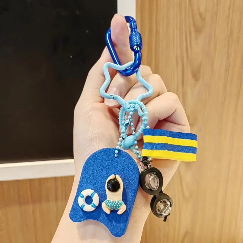 1Set Cute Swimming Pool Keychain Innovative Swimming Goggles For Pool Workouts Small Sports-themed Gifts Backpack Charm Decor
