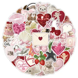 50PCS Coquette Aesthetic Pink Stickers Ins-Style Cute Cartoon Decals Skateboard Laptop Phone Wall Fridge Waterproof Vinyl DIY