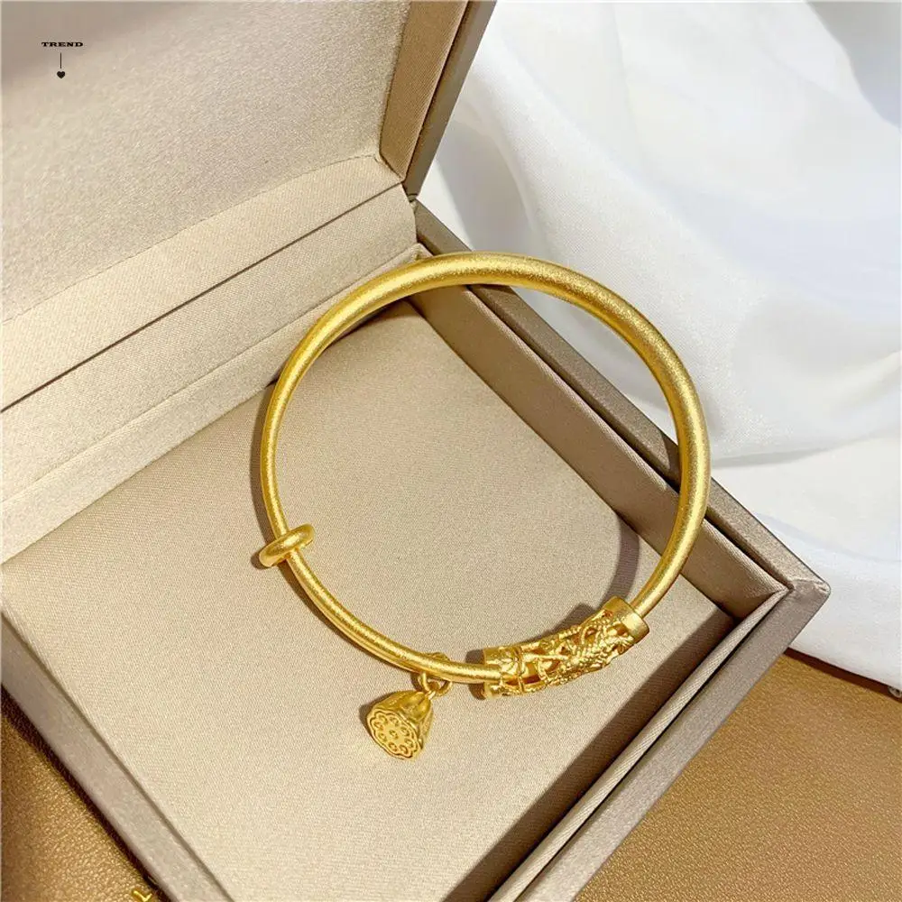 Unique Handmade Craft Personality Shakin Men Hollow Flower Bangles Chinese Red String Bracelet Lotus Pendant Women Bracelets