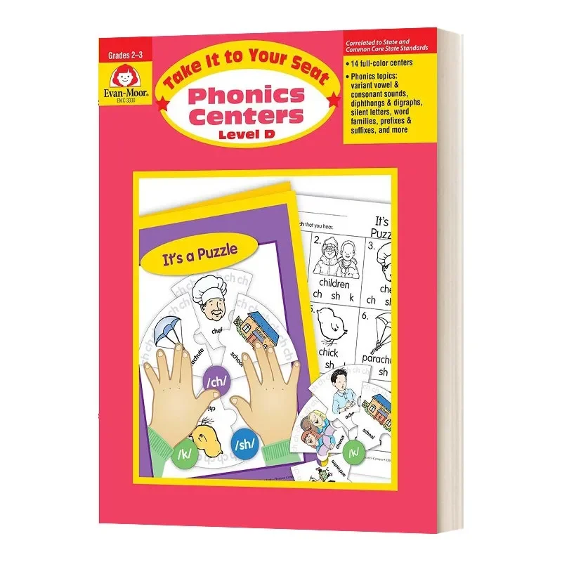 

Evan-Moor Take It to Your Seat Phonics Centers, Grades 2-3 Workbook,aged 8 9 10 11, English book 9781557999832