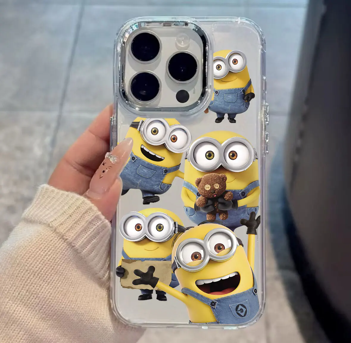 Funda de teléfono divertida y encantadora de M-Minions para iPhone 17 16e 16 15 14 13 12 11 Pro Max X XR XSMAX 8 7 Air Plus, funda suave transparente