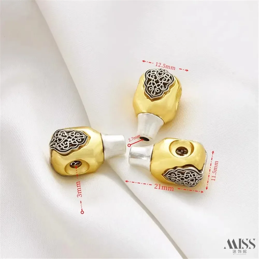 18K Six-character Mantra Ancient Silver Tower Head Bead Partition Animal DIY Play Bracelet Antique String Jewelry Accessories view 6