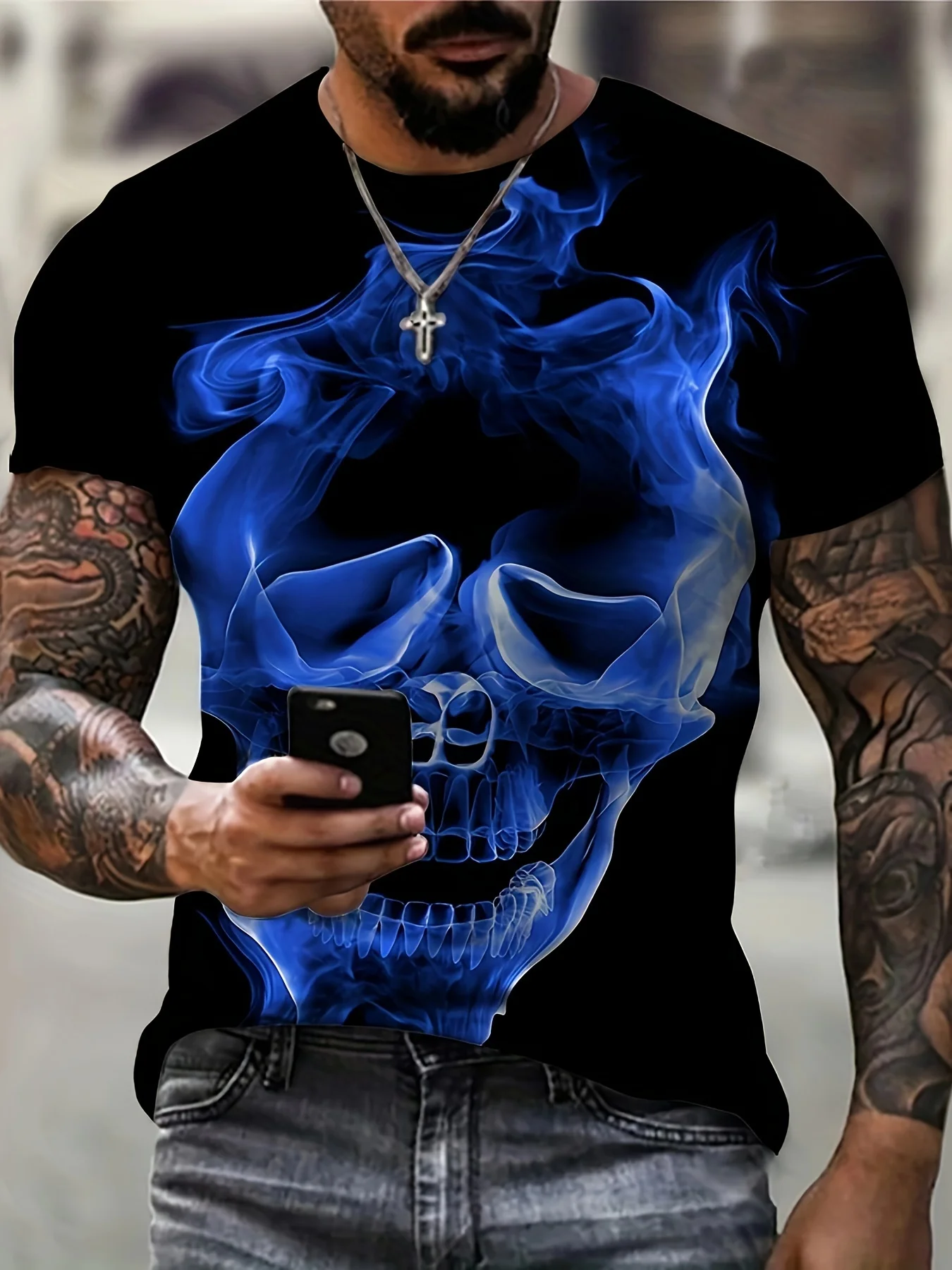 

2024 New Men's Skull Head Trendy T-shirt