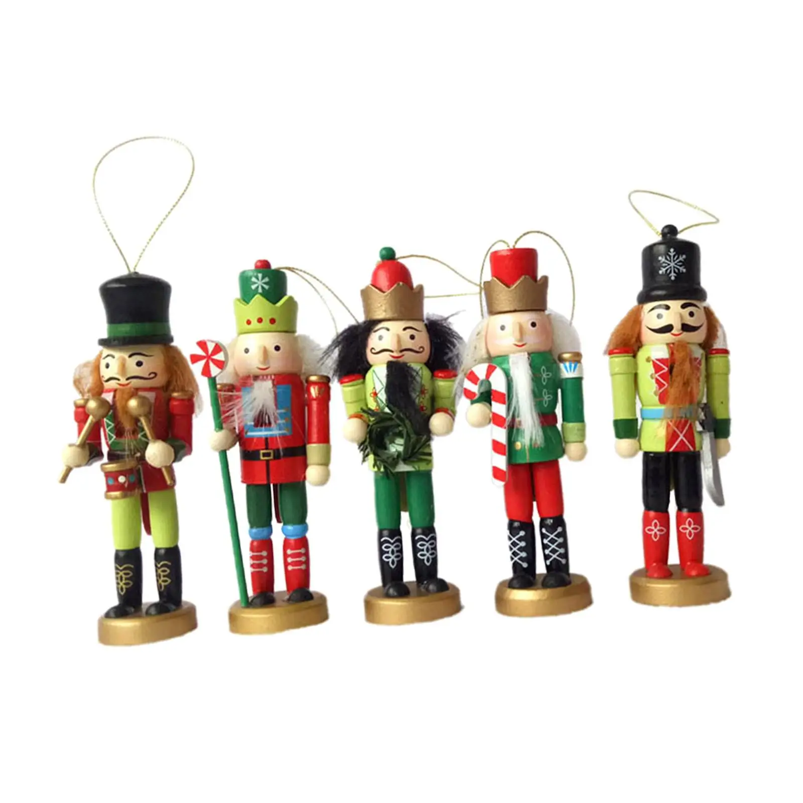 5 Pieces Christmas Nutcracker Ornaments Christmas Decoration Puppet Statues Figures Nutcracker Figurines for Xmas Tree Office