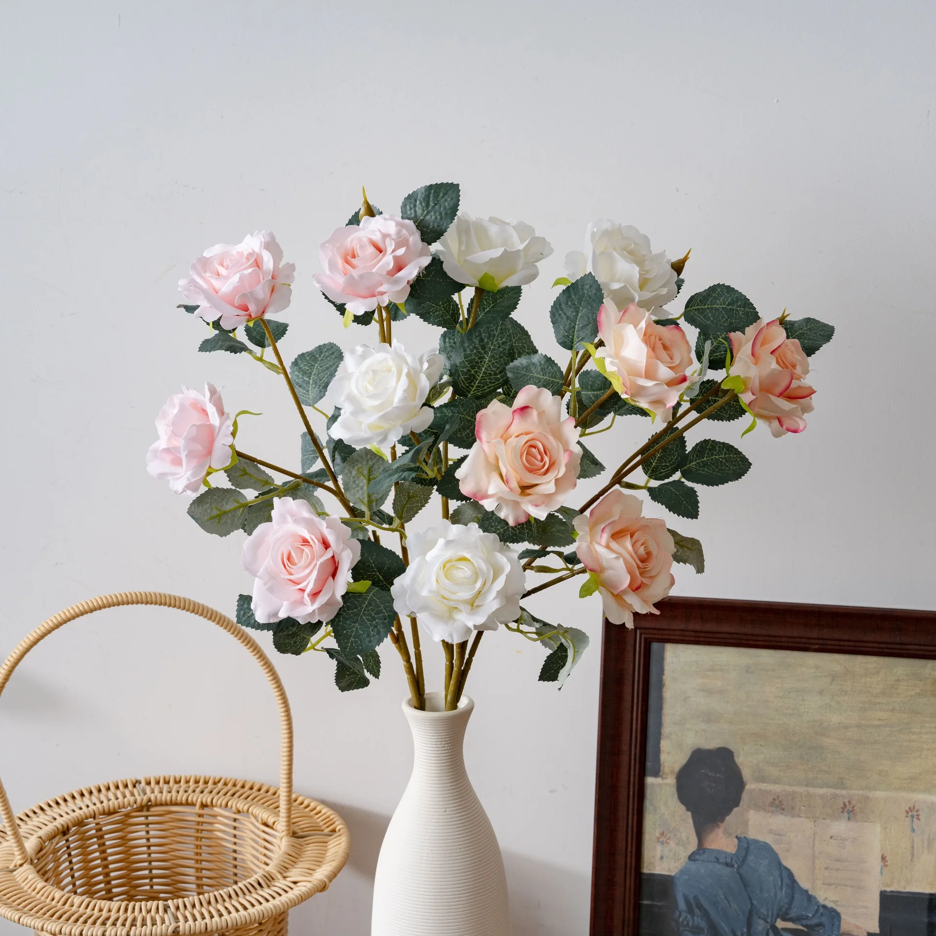 

5Pcs/lot 4 Vintage Simulation Roses 70CM Artificial Flower Home Decoration Real Touch Rose Wedding Bridal Bouquet Flower