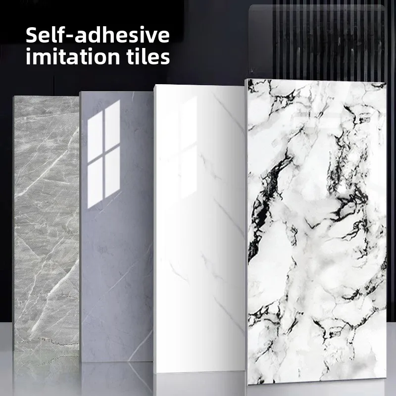 Imitation CeramicTile Wall Covering Self-adhesiveWall Decoration Wallpaper Bathroom Waterproof and Moisture-proof Marble Pattern