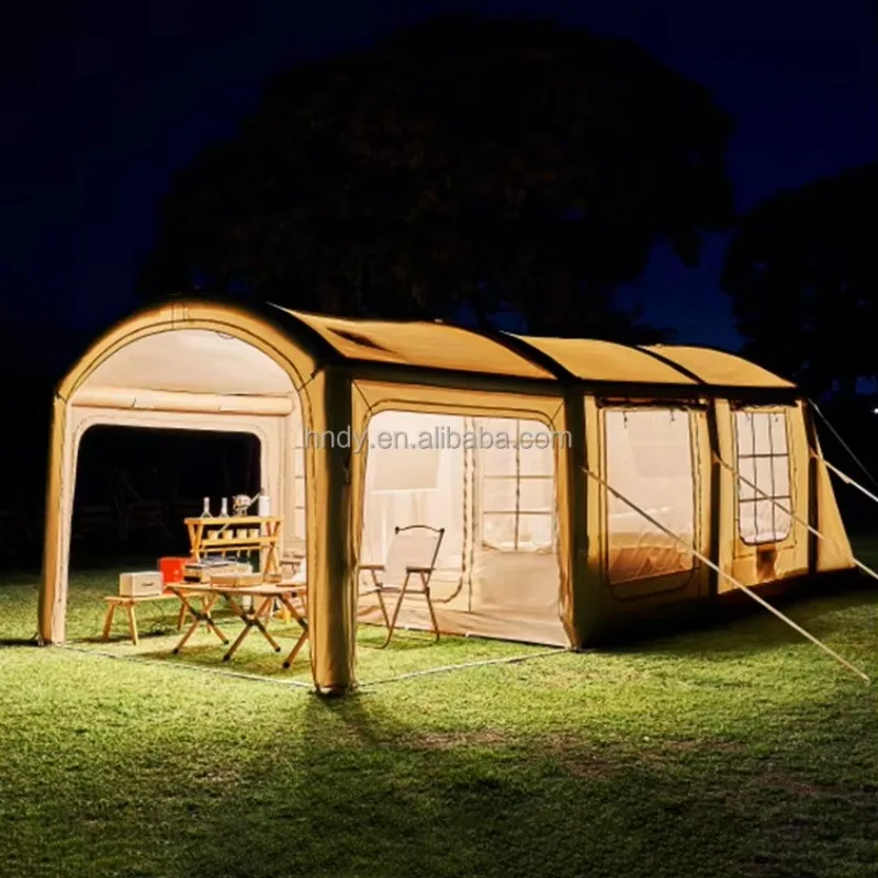 Factory Custom Intergrated Winter Tunnel Inflatable Cabin Three Rooms Tent With 8-12 Person