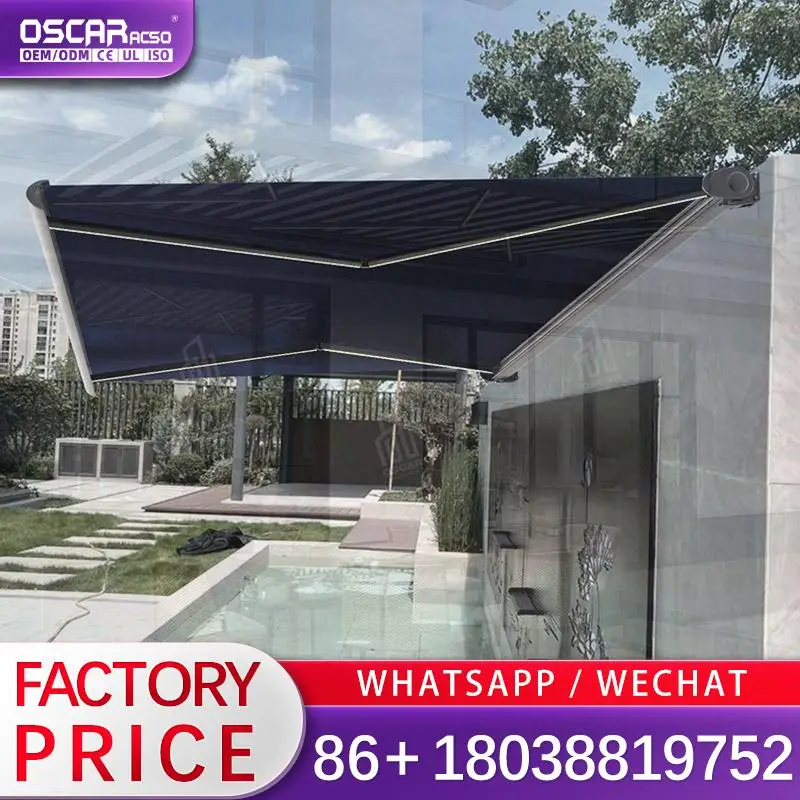 Outdoor Motorized Waterproof Aluminum Awning Luxury Freestanding With Remote Control Ideal For Gardens Patios Backyards Retracta