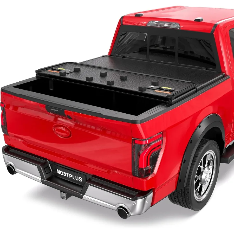 غطاء تونيو لسرير الشاحنة الصلبة ثلاثي الطي مع تصميم 3 أضعاف لسرير 20152024 2025 F150 F150 بطول 6.5 قدم بطول 78.9 بوصة Du