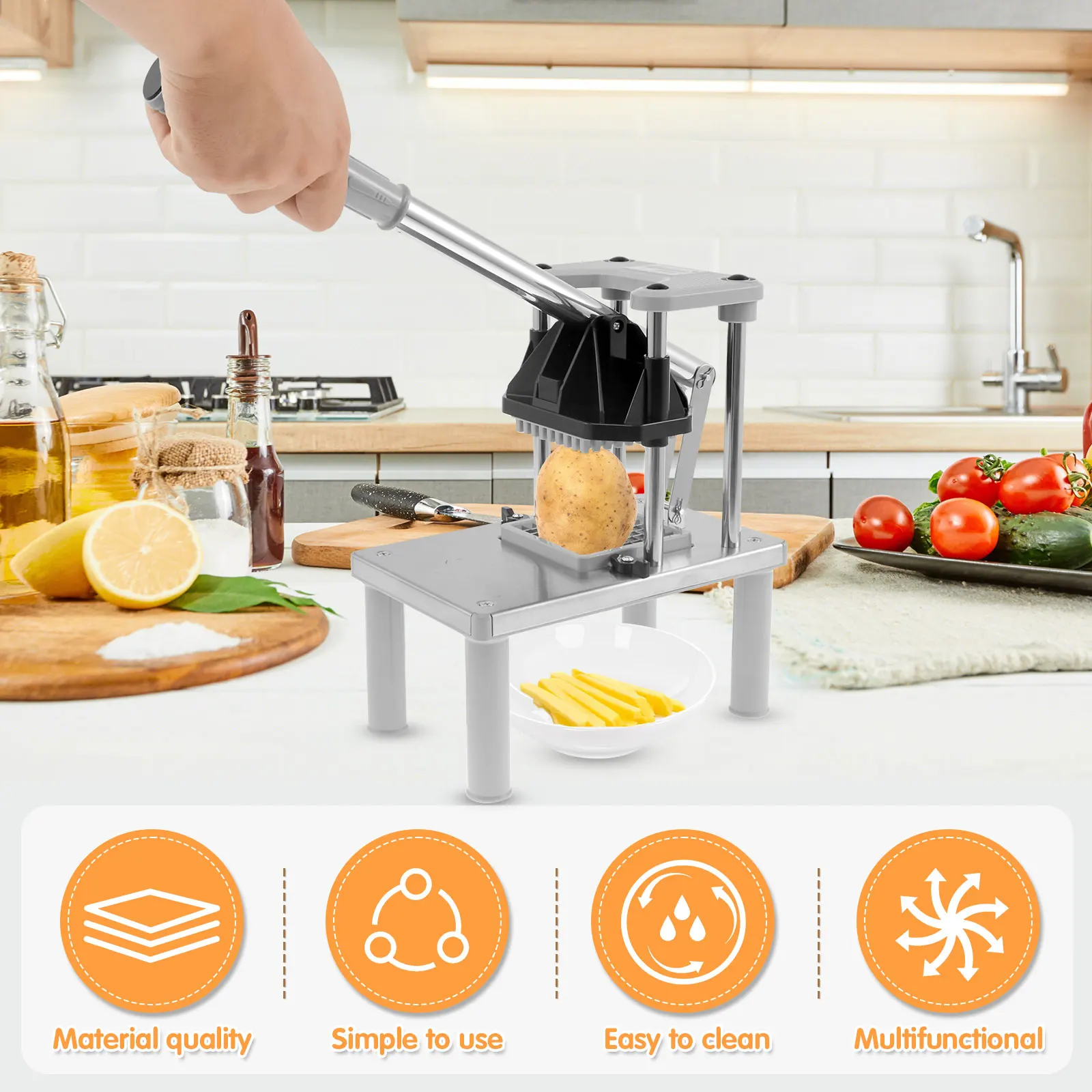 Commercial Vegetable Fruit Chopper French Fry Cutter Stainless Steel Carrot Potato Dicer Heavy Vertical Manual Fries Machine