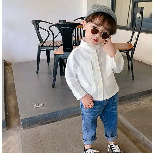 2023 Spring Girls Boys Casual Long Sleeve Blouse Baby Kids Children Shirt Two Colors