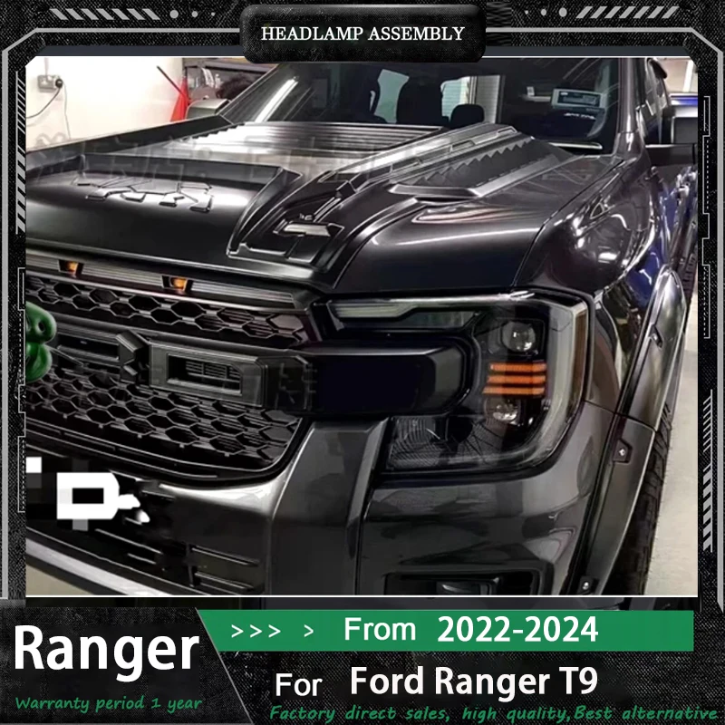 

1 pair Car Headlights For Ford Ranger T9 2022 2023 2024 to new style full LED Auto Headlamp Assembly Projector Lens Accessories