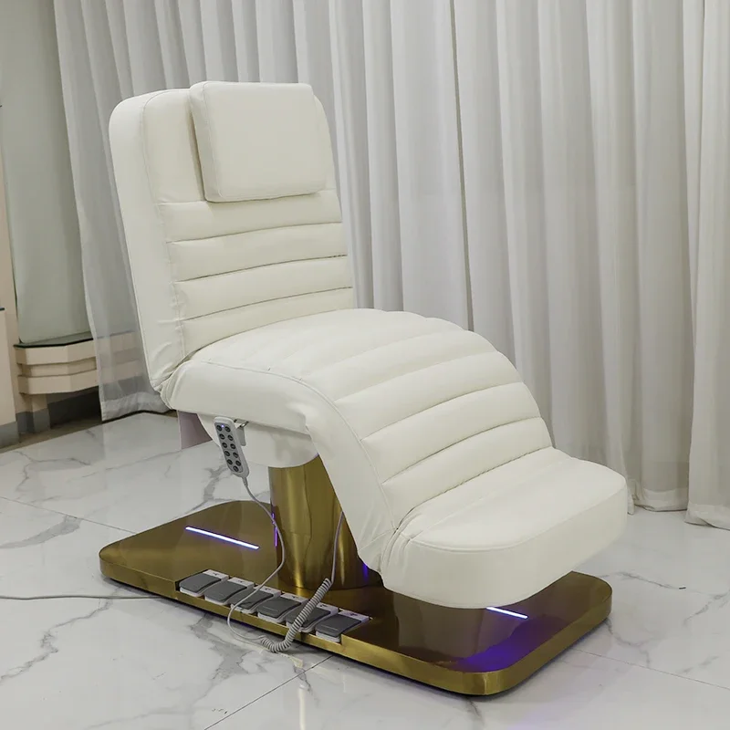 Luxurious modern gold salon furniture 4 motor electric facial beauty massage bed beauty table and chair facial spa eyelash bed