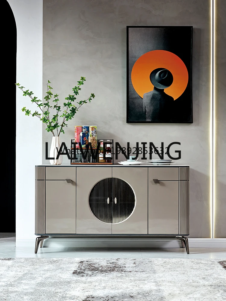 7ZSPItalian Stone Plate Dining Edge Modern Simple Home Tea Cabinet Decoration Living Room Storage Entrance Cabinet against the W