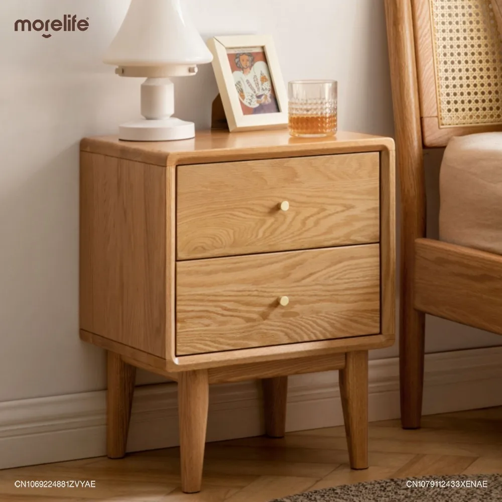 

2024 New Modern Minimalism Nightstand Drawers Light Luxury Nordic Wood Bedside Table Designer Creative Art Bedroom Furniture K01