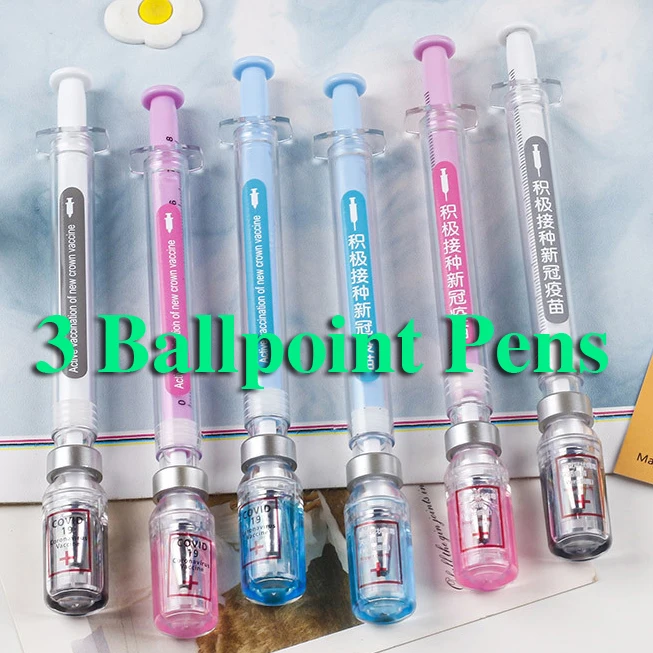 3Pcs Novelty Syringe Peculiar Shape Cute Stationery 0.5 mm School Office Supplies Gel Pen