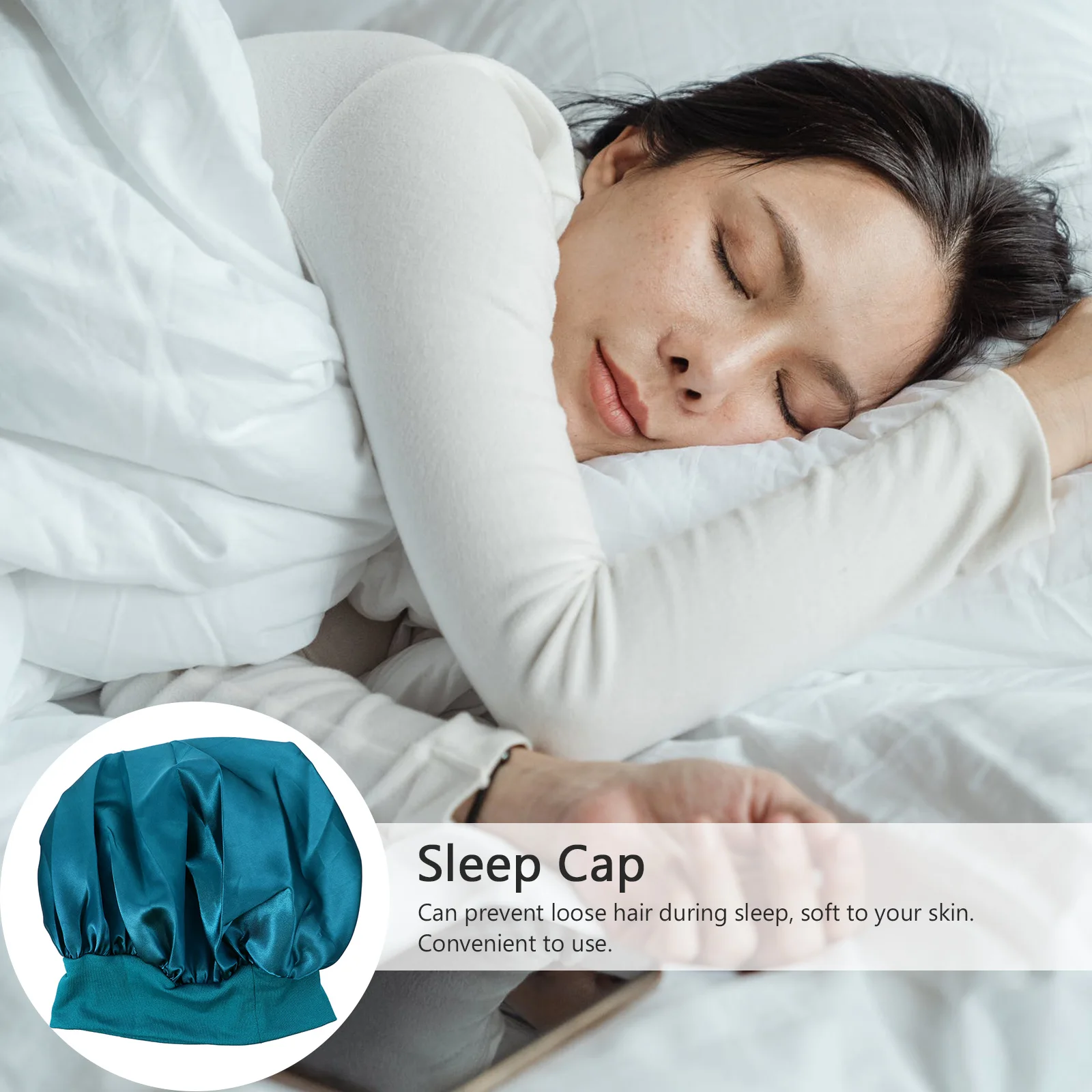 

1pc Elastic Sleep Head Cover Women Hair Bonnet For Night Use Wide Side Durable Soft Cap Head Wrap Hair