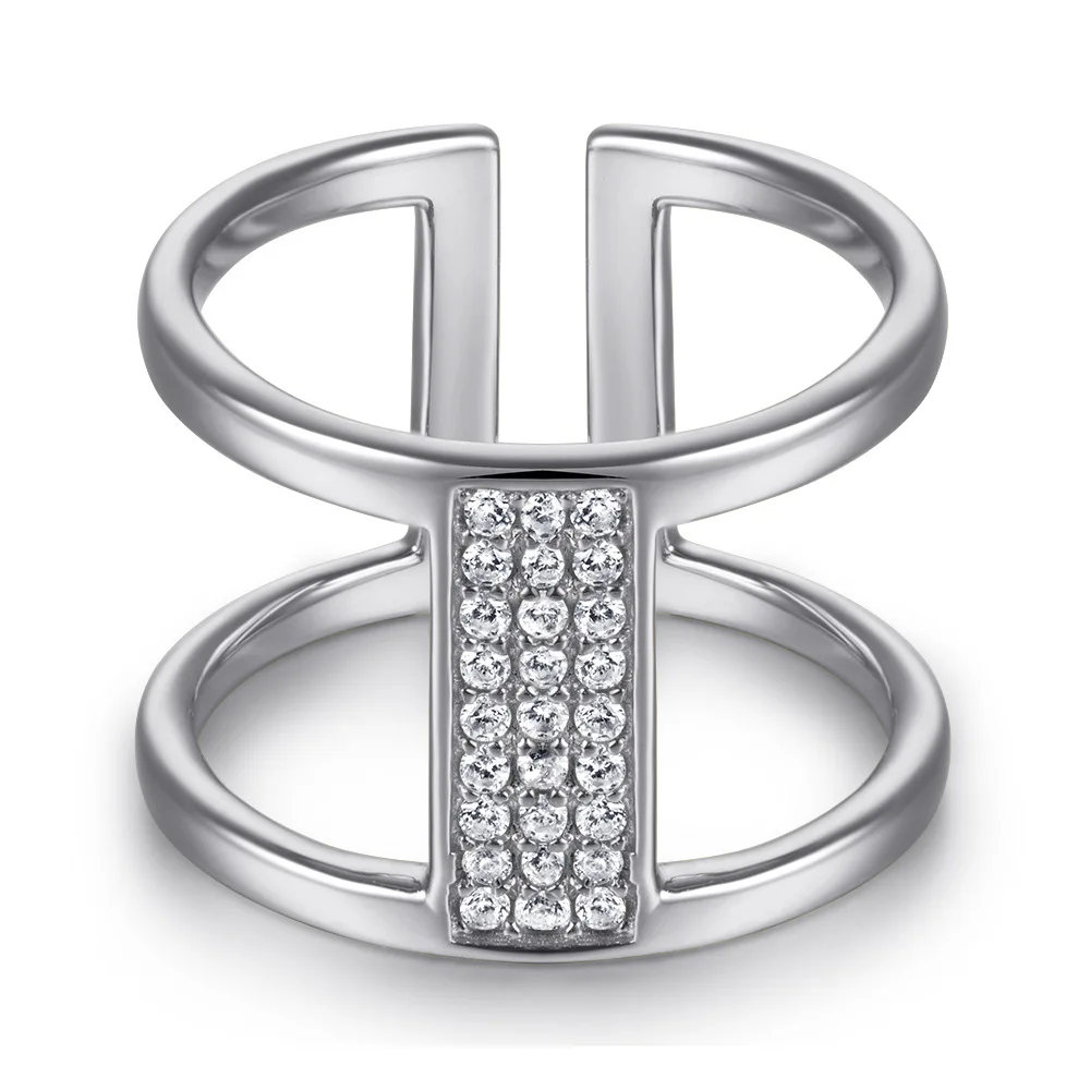 

European and American fashion ring wide face s925 silver plated 18K gold PT950 platinum open ring for women's niche ring