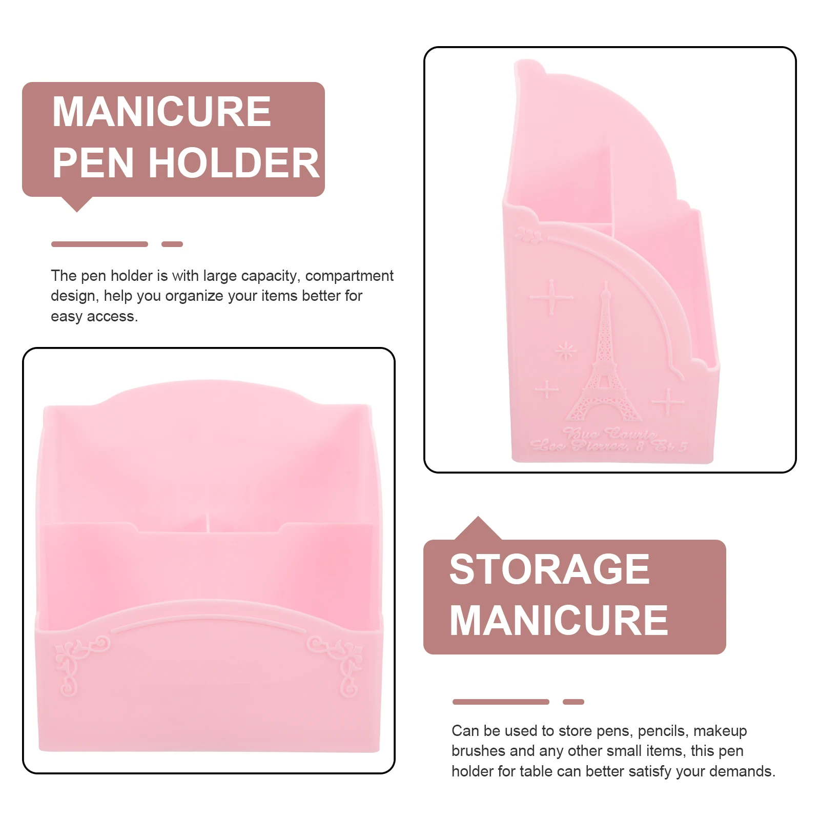 

Nail Pen Holder Makeup Tray Organizer Pencil Brush Manicure Organizers for Vanity Pp Holders Office