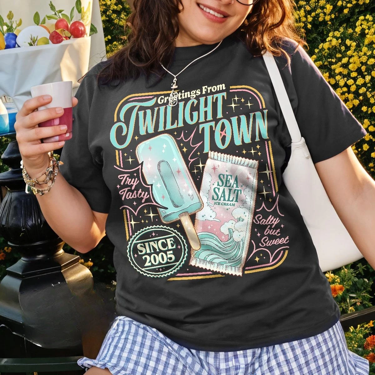 Sea Salt Ice Cream Kingdom Hearts-inspiriertes Grafik-T-Shirt, Unisex Kurzarm-Freizeit-Top für Videospiel-Fans, Streetwear, Alltags-Oberteil – Detail 5