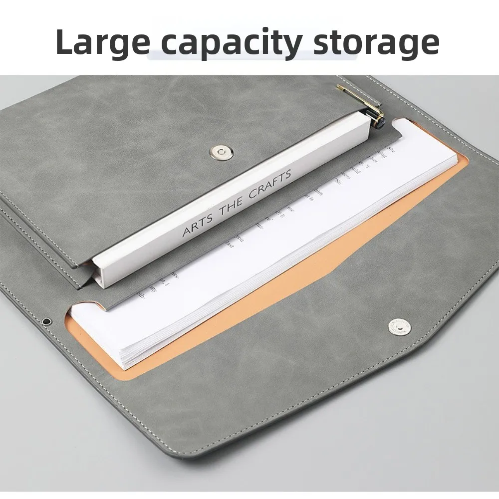 Portable A4 Document Bag Leather Large Capacity File Folder Waterproof Laptop Cases Office Organizer view 2