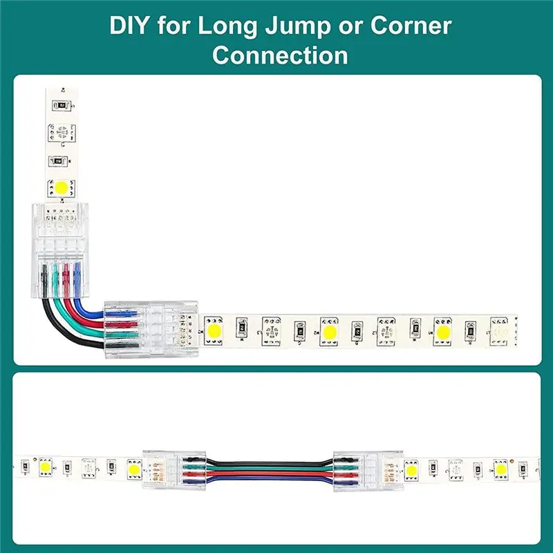 DT17 1Set 16.4Ft RGB LED Wire 4Pin 22AWG Extension Cable with LED Strip Connector for 3528 5050 RGB LED Strip Track Lighting
