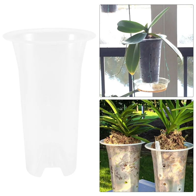 

5 Inch 8Pcs Clear Flower Pot Planter Plastic Orchid Pot with Holes Tall Plant Pots for Home Flower Shop Decoration